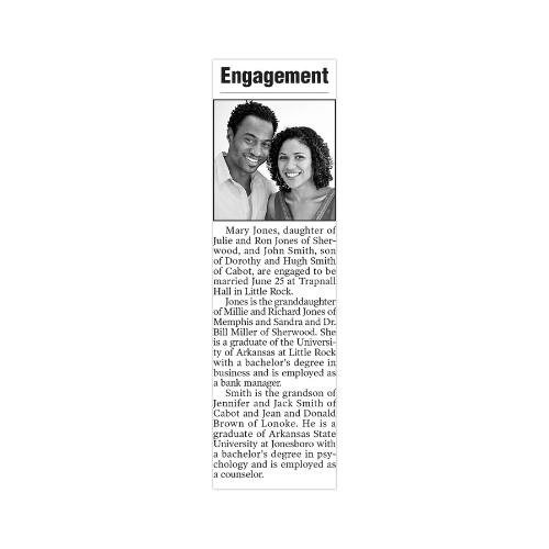 Deluxe engagement announcement with photo ($100)